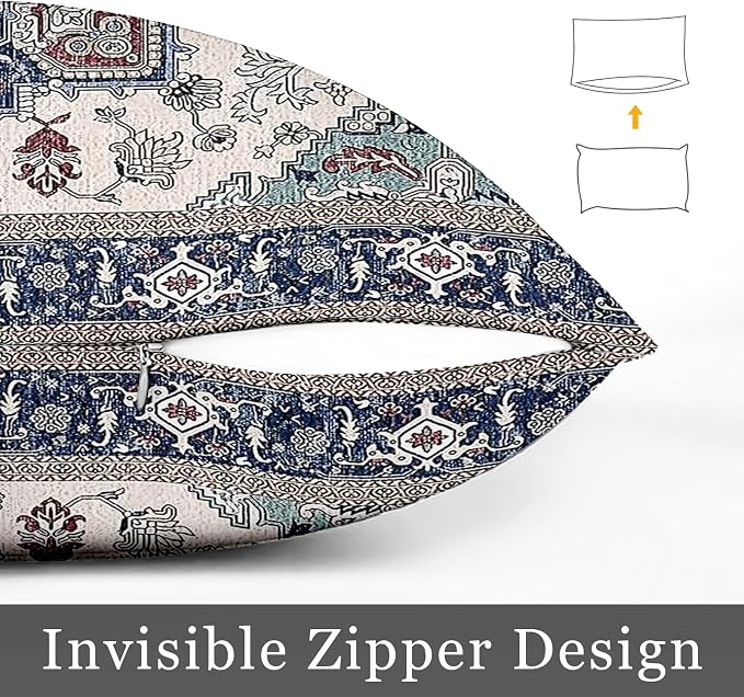 Boho Throw Pillow Covers 12x20 inch Set of 2,Soft Pillowcases Bohemia Carpet Printing Pattern Decorative Sofa Living Room Bed Rectangle Pillow Case Cushion Cover-Blue Cyan