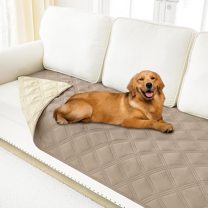 Smiry Waterproof Dog Bed Cover, Reversible Pet Blanket for Sofa Couch | Soft Washable Dog Blanket, Leakproof Couch Cover for Dogs Cats & Furniture Protection, 30x70, Taupe/Beige