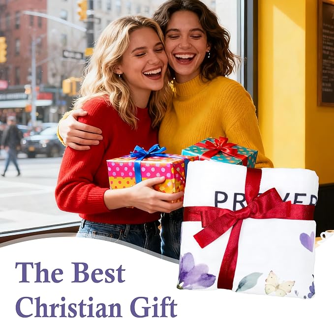 Christian Gifts Blanket Birthday Gifts for Women Throw 50"x60" | Religious Inspirational Birthday Gifts for Women, Strength & Dignity Encouraging Bible Verse Proverb Throw Blanket