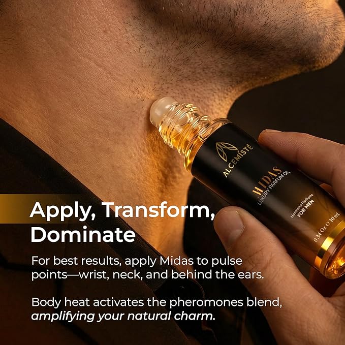 Concentrated Pheromone Cologne For Men (0.34 oz) - Oil Based Perfume For Men With Pheromones - Rollerball Men's Cologne - Travel Size, All-Day, Long-Lasting Formula - Amber, Wood and Musk Scent