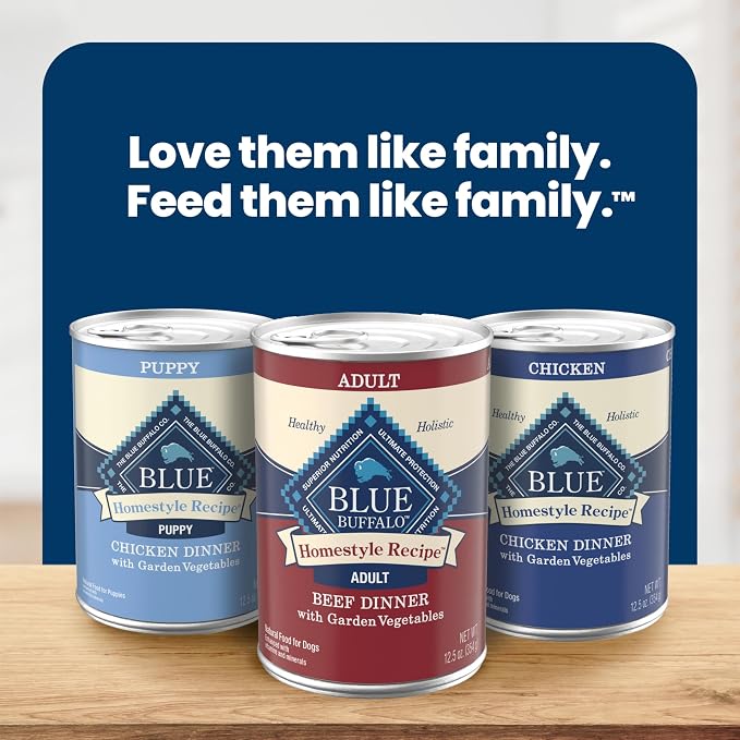 Blue Buffalo Homestyle Recipe Beef Adult Wet Dog Food, 12.5 oz, 3 ct | Beef Dinner with Garden Vegetables, No Chicken By-Product, Corn, Wheat, or Soy