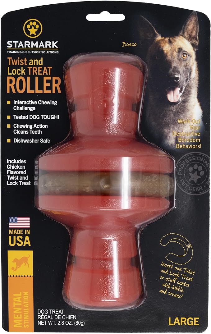 Starmark Twist and Lock Roller Interactive Dog Chew Toy