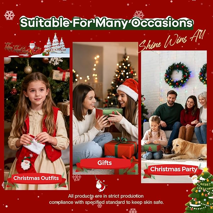 Morovan Christmas Nail Polish Set: 2025 Glitter Gifts Ideas Red Green Gold Silver Fingernail Polish Kit Winter Quick Dry Regular Nail Polish Pack Manicure for Women Girls Holiday Party