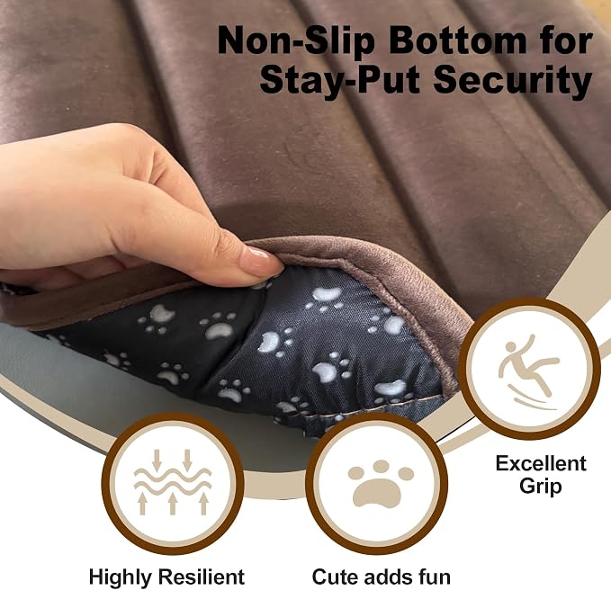 pobopobo Dog Crate Pad, Ultra Soft & Anti-Slip Kennel Mat, Secure Fit for Metal Crates & Dog Cages, Washable Cozy Bed for Small Medium Large Dogs (Dark Brown, XS(18"*12"*1.5"))