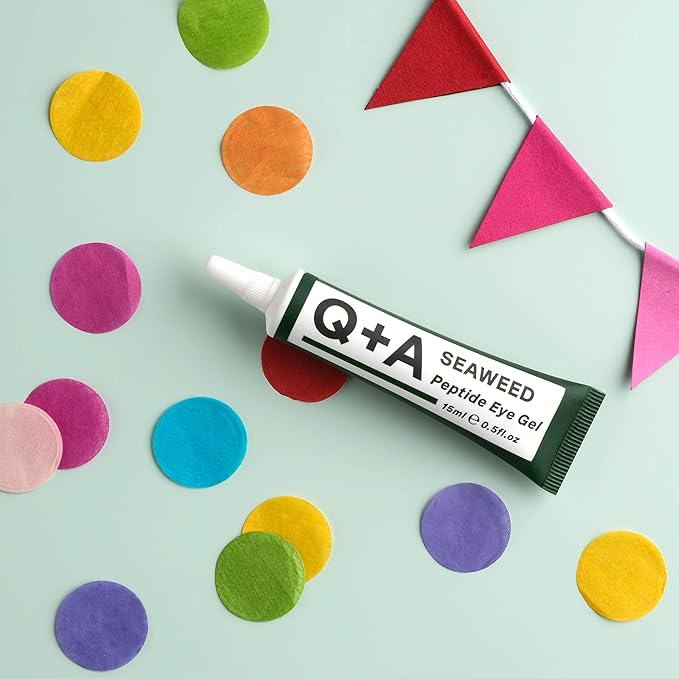 Q+A Seaweed Peptide Eye Gel (15ml), Under Eye Cream Alternative, Under Eye Brightener with Peptides, Seaweed & Aloe Vera, Hydrates, Smooths Fine Lines & Reduces Puffiness