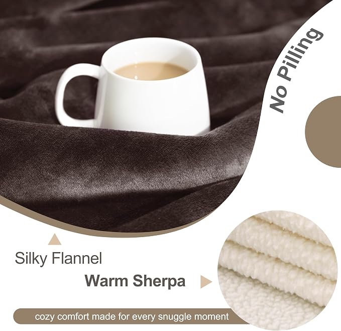 gogobunny Waterproof Bed Blanket, Reversible Sherpa Fleece Throw Blanket for Dog Puppy Cat, Furniture Cover Protects Bed Couch Sofa from Liquid Pee and Pet Fur (Dark Brown, 25x35 inches)