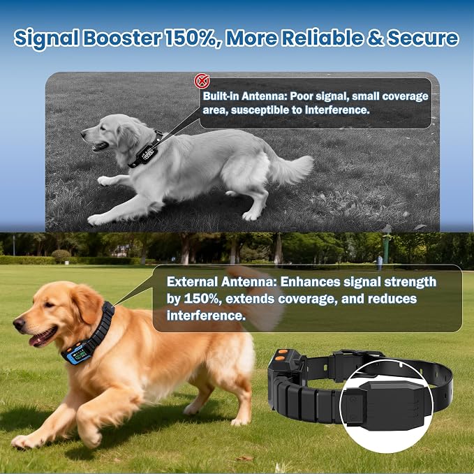 GPS Wireless Dog Fence System - Multifunctional Electric Fence for Large Dogs, Radius Range 100-9999ft, Training Collar with 8 Correction Modes, Perimeter Dog Collar for Large Yard/Outdoor Use Only