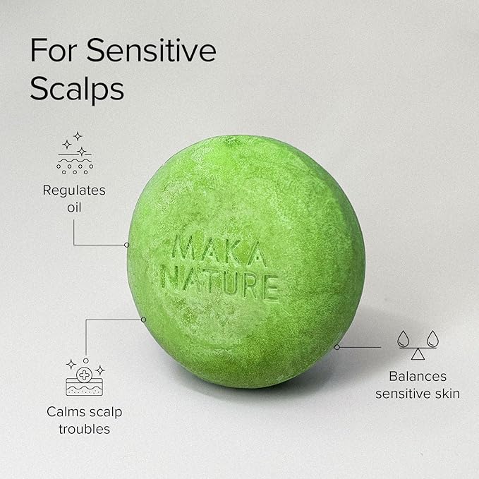 Maka Nature Low-Carbon Shampoo Bar | Korean K-Beauty Haircare with Natural Ingredients for Scalp & Hair Types | Vegan, Eco-Friendly, pH balanced, 3.35oz (Rosemary), Made in Korea