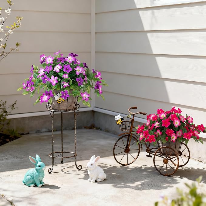 INXUGAO Artificial Hanging Faux Flowers for Outdoors Planters 2PCS Fake Flowers Silk Hibiscus Flowers for Outside Outdoor Faux Hanging Plants UV Resistant Spring Home Front Porch Decoration