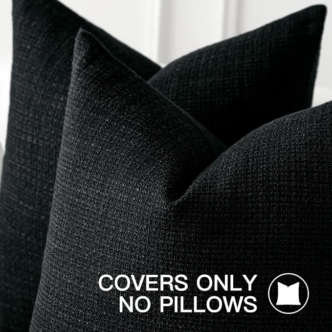 OTOSTAR Linen Throw Pillow Cover Set of 1 Decorative Square Pillowcases Cushion Covers 16x16 Inch for Home Decor Sofa Bedroom Car 40 x 40CM Black