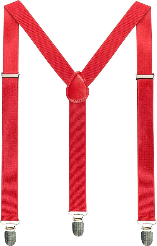 JEMYGINS Solid Color Mens Suspender with 3 Strong Clips Adjustable Braces
