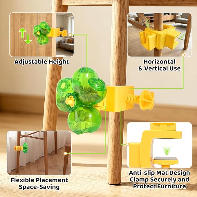 Cat Toy for Indoor Cats, Clover Shape Treat Dispenser,Interactive Puzzle cat Toy for IQ Training,Enrichment Toys as Gifts for Pupies，Cats,Dogs