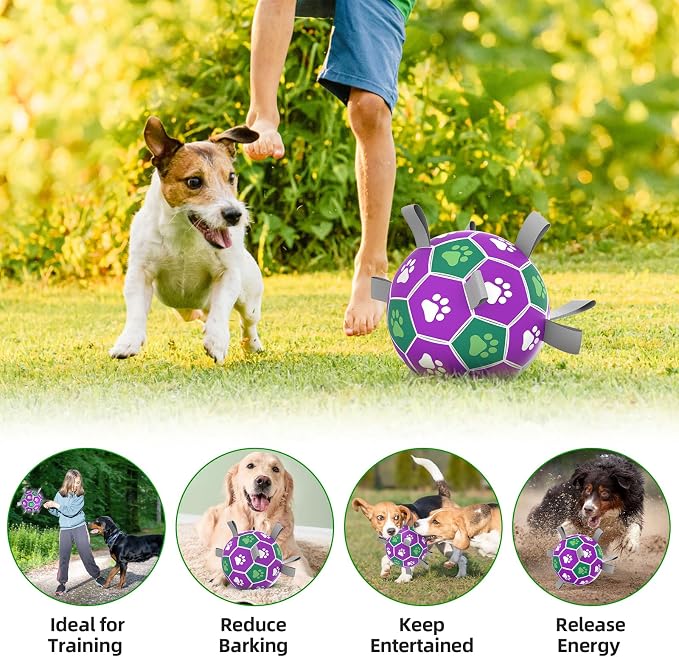 Diman Dog Balls with Straps, 7 Inch Puppy Soccer Ball for Dogs