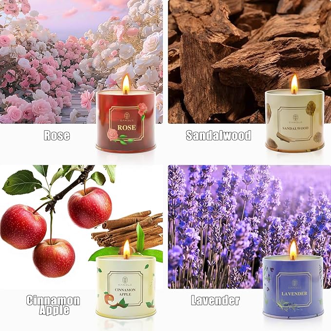 Soy Scented Candle Gift Set for Women, Long Lasting Aromatherapy Jar Candles for Home Decor, Relaxation, Spa, Meditation, Birthday, Housewarming