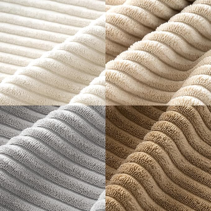 MIULEE Soft Corduroy Decorative Throw Pillow Covers Neutral 18x18 | Set of 4, Mid Century Home Decor, Cream Brown Collection, Boho Farmhouse Cushion Covers for Couch Bed Sofa Living Room