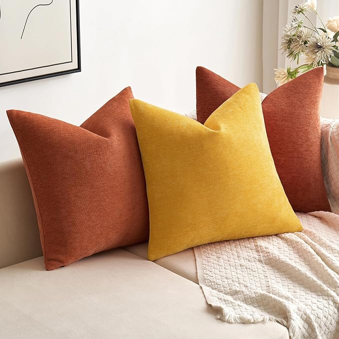 MIULEE Pack of 2 Goose Yellow Decorative Pillow Covers 18x18 Inch | Soft Chenille Couch Throw Pillows Farmhouse Cushion Covers for Home Decor Sofa Bedroom Living Room