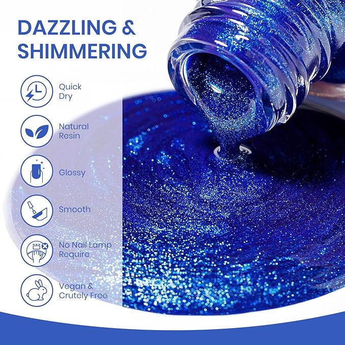 Blue Magnetic Nail Lacquer, Quick Dry Cat Eye Nail Polish Non Gel Fingernail DIY Manicure For Women Girls 16ml/0.54 oz