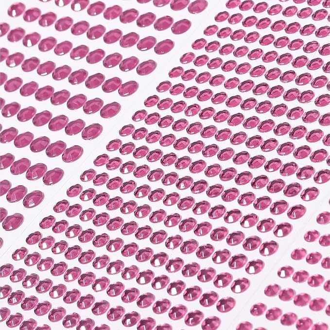 3555pcs Self Adhesive Face Gems for Makeup, Festival Jewels, Hair Gems, Rhinestone Stickers for Face, Eye, Makeup, Nail, Body, Crafts 5sheets (pink-3/4/5/6/8mm)