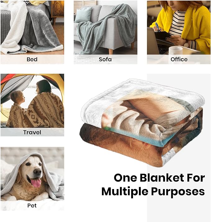 Custom Mom Blanket with Photos, Personalized Best Mom Ever Gifts | Customized Mother's Day Blanket, Personalized Christmas Birthday Gifts for Mom from Daughter