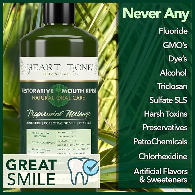 Heart Tone Botanicals Oral Care Set | Natural Toothpaste, Oil Pull & Mouthwash | Radiant Smile | Fluoride-Free & Clean Ingredients | Mineral Complex | Natural Enamel Care | Botanical Plant Based