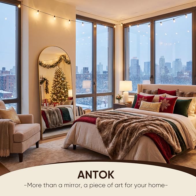 Antok 71" x28” Arched Full Length Floor Mirror, Gold Aluminum Frame, Free Standing/Wall Mount/Leaning for Bedroom, Living Room, Dressing Room