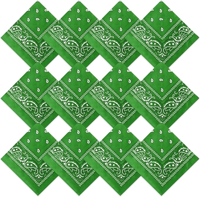 Suhine 12 Pcs Bandanas Bulk 22 x 22 Inch Paisley Headband Cowboy Handkerchief Christmas Thanksgiving Gift for Women Men
