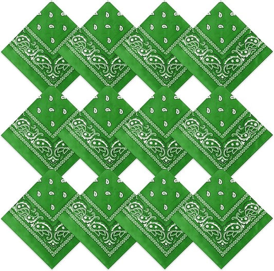 Suhine 12 Pcs Bandanas Bulk 22 x 22 Inch Paisley Headband Cowboy Handkerchief Christmas Thanksgiving Gift for Women Men