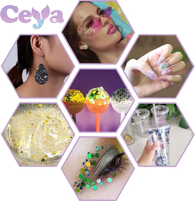 Ceya Holographic Chunky Glitter 4.9oz/ 140g Rose Pink Craft Glitter Powder Mixed Chunky Fine Flakes Iridescent Nail Sequins Fe for Nail Art, Hair, Epoxy Resin, Tumblers, Slime, Painting,Festival Decor