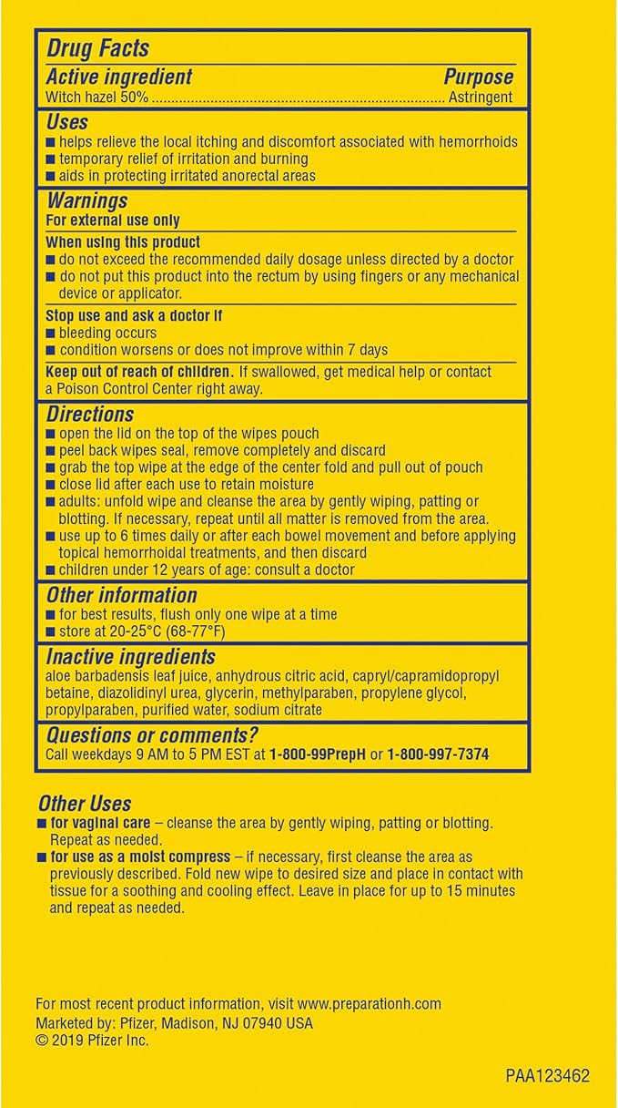 Preparation H Hemorrhoid Flushable Wipes with Witch Hazel for Skin Irritation Relief - 96 Count