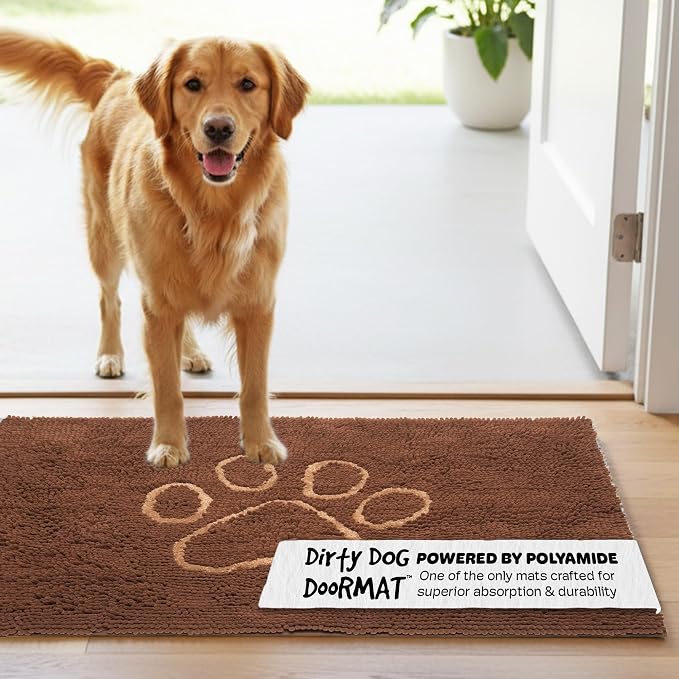 Dog Gone Smart Dirty Dog Doormat - Fast Drying Rug with Super Gripper Backing for Clean Floors - Super Absorbent and Machine Washable Mat for Muddy Paws - Mocha | Super Gripper Backing for Clean Floors - Absorbent Microfiber and Machine Washable Mat fo...