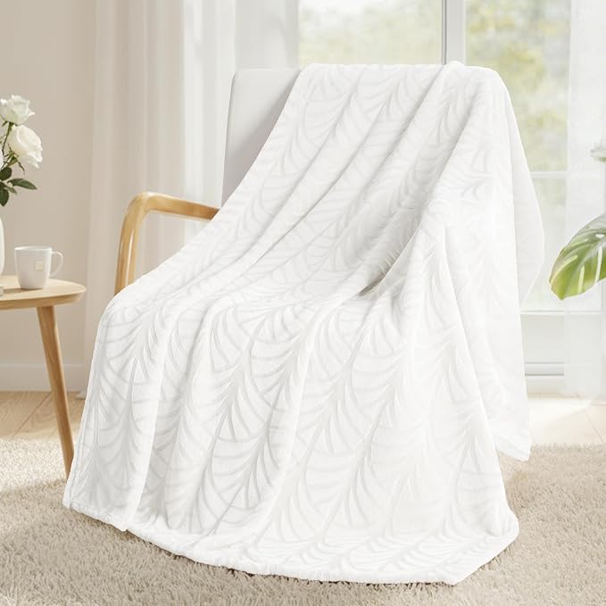 Whale Flotilla Soft Flannel Fleece Throw Blanket for Couch, White | Cozy Lightweight Breathable Velvet Sofa Throws, Plush Fluffy Vintage Pattern Decorative Blanket for Bed, All Season, 50"x60"