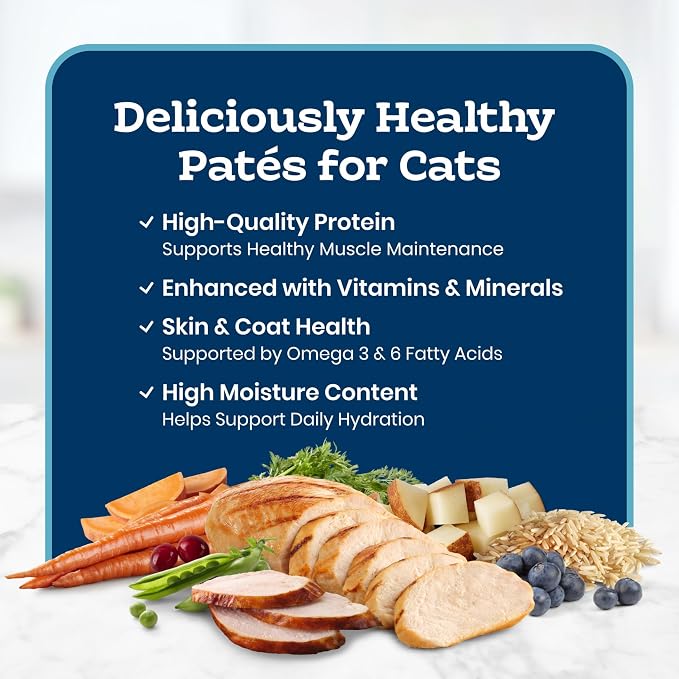Blue Buffalo Tastefuls Variety Pack Spoonless Singles, 2.6 oz, 12 ct | Paté Spoonless Single Wet Cat Food Variety Pack, Cuts in Gravy, Chicken/Turkey Entrées (6 of Each), Twin-Pack Trays