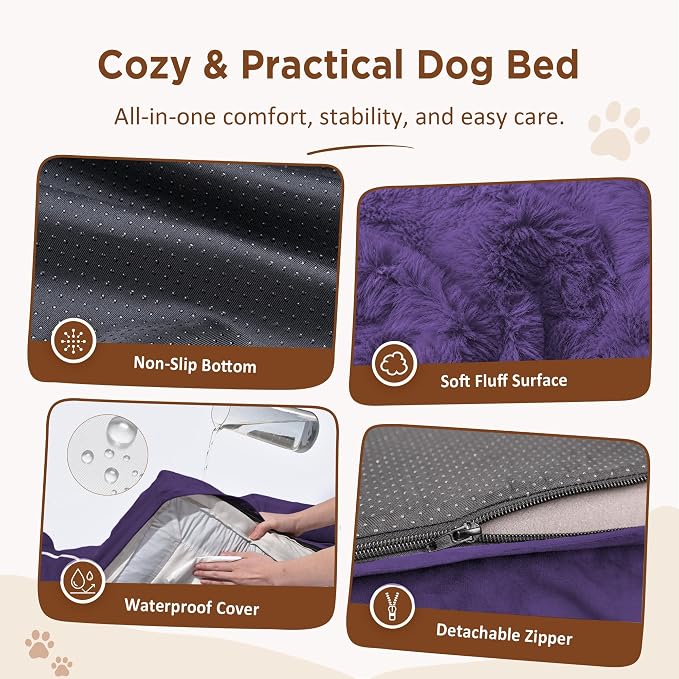 Comfort Expression Waterproof Orthopedic Dog Bed for Medium Size Dog | Supportive Egg Crate Foam Medium Pet Bed with Removable Bolsters, Dog Couch with Washable Cover & Non-Slip Bottom, 30x20 Inch
