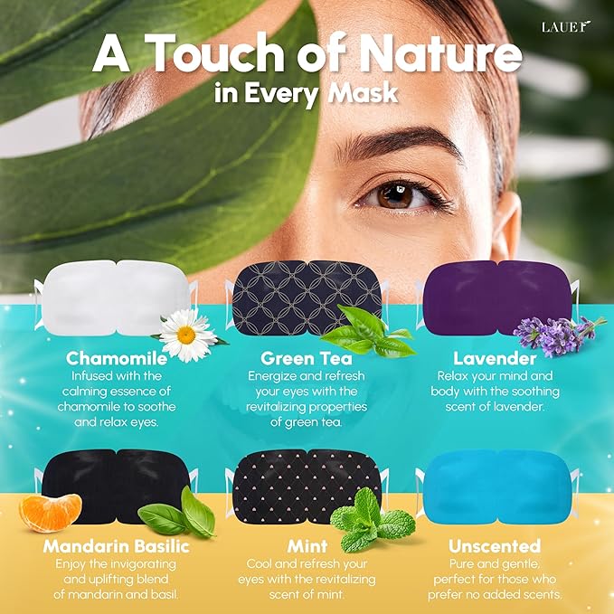 Heated Eye Steam Mask Dry Eyes Self Warm Compress Dark Circles Puffiness (1 Count (Pack of 6), Set of Scent (Lavender, Chamomile, Green Tea, Mint, Mandarin Basilic, Unscented))