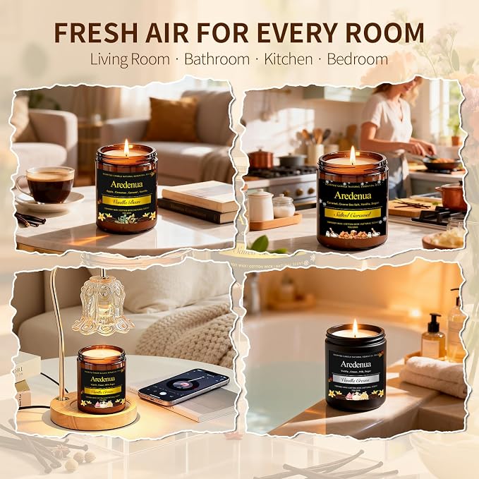 Vanilla Cream Odor Eliminating Candle - Soy Candles for Home Scented - Removing Pet, Kitchen & Bathroom Odors, Fresh Air Scented Candle with Sweet Vanilla Aroma, 50 Hours Long Lasting Burn time