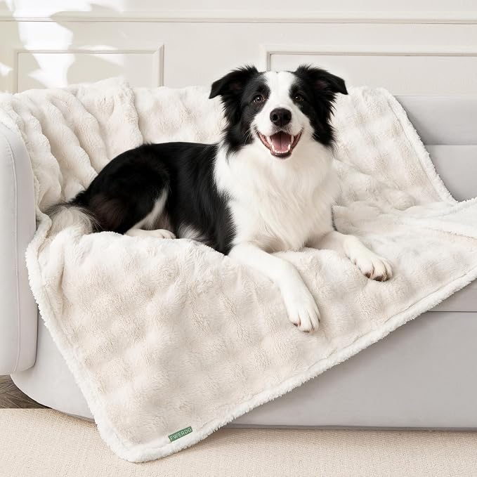 Soft Cozy Waterproof Twin Blanket for Bed - Room Decor Large Dog Blankets for Bed Protector, Washable Pet Blankets for Indoors & Outdoors, Cream, 60"x80"
