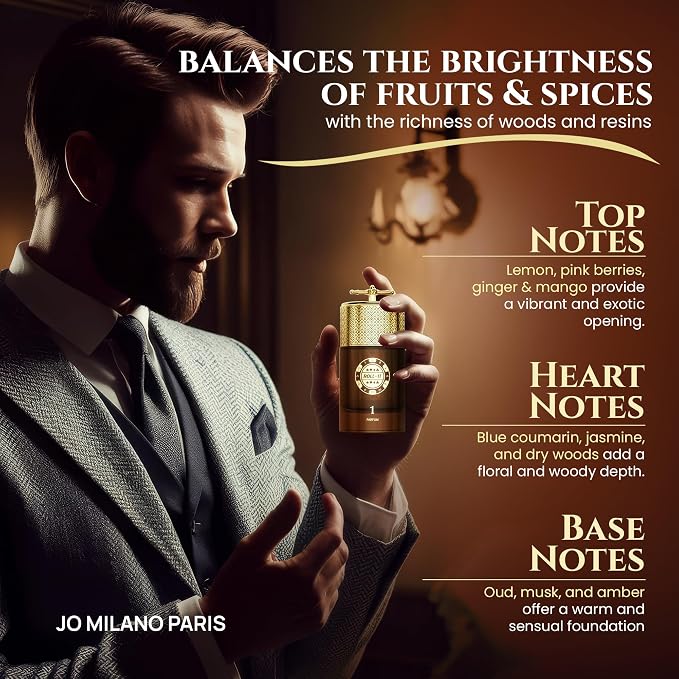Jo Milano Roll It 1 Parfum Spray | 3.4 oz (100ml) | Oud, Musk, Amber, Lemon Scent | Long Lasting Fragrance for Men and Women (Unisex)