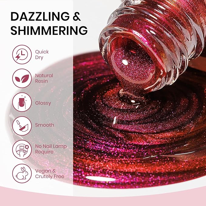 Quick Dry Magnetic Nail Polish,Cat Eye Nail Polish Non Gel with Magnet Cateye Fingernail Lacquer Air Fast Drying Manicure Gift For Women Girls 16ml/0.54 oz
