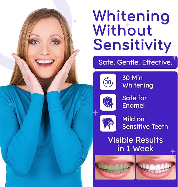 Teeth Whitening Strips for Sensitive Teeth | 14-Day Full Treatment Whitening Kit | Fast-Acting Whitening | Removes Tough Stains | Easy to Use, Comfortable Fit | Self Care & Personal Care Products