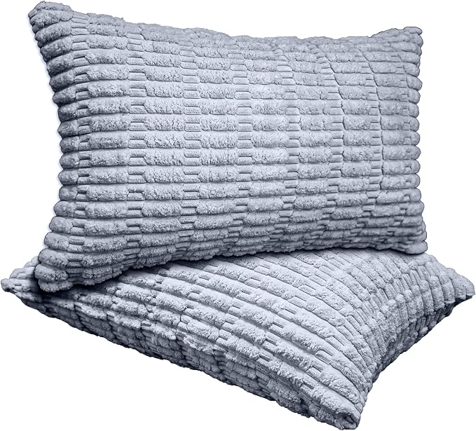 JMGBird Accent Pillows Rectangle Throw Pillows with Inserts Included | 12x20 Blue-Grey Corn Pattern - Lumbar Pillows with Inserts for Indoor Home Decor