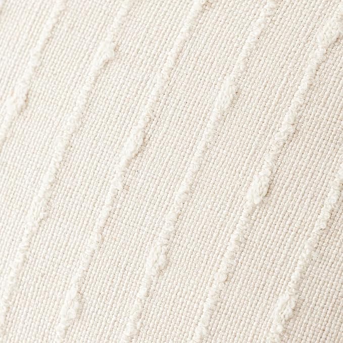 Foindtower Pack of 2 Decorative Jacquard Boucle Throw Pillow Covers Accent Textured Striped Pillowcases Soft Boho Modern Cushion for Couch Sofa Bedroom Living Room Home Decor 22x22 Inch Cream White