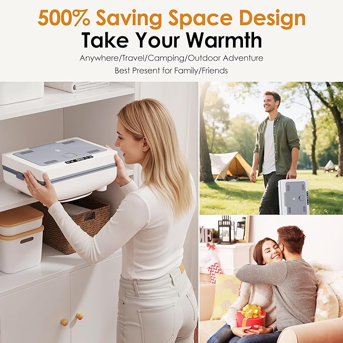 [Truely Upgrade Foldable] Luxury Towel Warmer, 35L Extra Large Towel Warmer Bucket Fits 4 Oversized 40"x70"Towels, Fast Heat Portable Blanket Heater for Bathroom Spa PJs &More, Star White