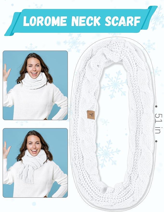 Winter Hat Scarf Gloves and Ear Warmer, Warm Knit Beanie Hat Touch Screen Gloves Set Winter Gifts Neck Scarves for Women