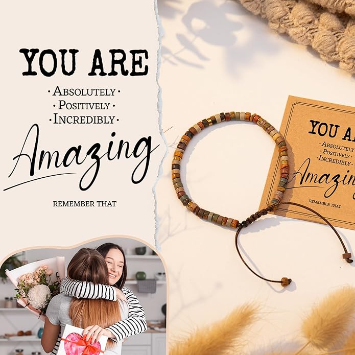 Inspirational Gifts Bracelets for Women: Valentines Mothers Day Birthday Gifts for Women Friends Sister Mom - Healing Natural Stone Beads Bracelets Thinking of you Get Well Soon Gift for Women
