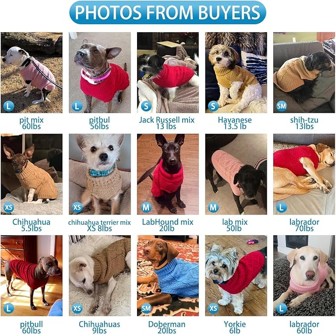 Mihachi Turtleneck Dog Sweater - Winter Coat Apparel Classic Cable Knit Clothes with Leash Hole for Cold Weather, Ideal Gift for Pet in New Year Red X-Large