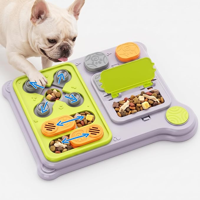 Dog Puzzle Toy, Dog Enrichment Toys, Level 1 Interactive Treat Dispensing Toy for Dogs, Slow Feeder for Mental Stimulation, Non-Slip Base, Detachable Easy-Clean Tray, Green