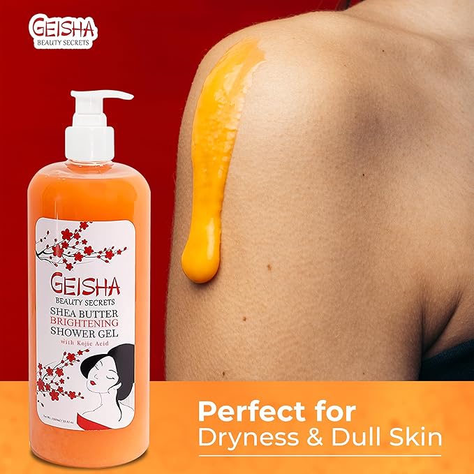 OMIC Geisha, Kojic Acid Skin Brightening Body Wash - 33 Fl oz / 1000 ml - Even Out Tone, Radiance, Face and Body Shower Gel, with Coconut Oil and Shea Butter