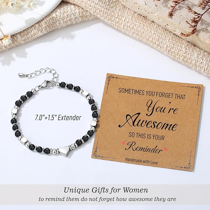 TONY & SANDY Tiny Beaded Bracelets for Women, Sometimes You Forget You're Awesome Gift, Unique Gifts for Women, Mom, Daughter, Wife, Coworker, Best Friend, Bestie, Granddaughter