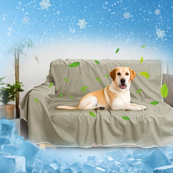 Kritter Planet Waterproof Cooling Dog Blanket, Summer Furniture Protector | 50 x 60 Inch Reversible Mat for Sofa, Bed & Car Seat, Lightweight, Washable & Comfort, Indoor & Outdoor Use for Dogs & Cats