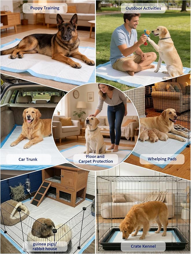 Ownpets XL Dog Training Pads 35x32, 6-Layer Leak-Proof Pee Pads, 40 Count | Absorbent 6 Layer, Quick-Dry Surface Locks Moisture & Odors, Non-Slip Backing, Ideal for Puppies, Seniors & Large Breeds